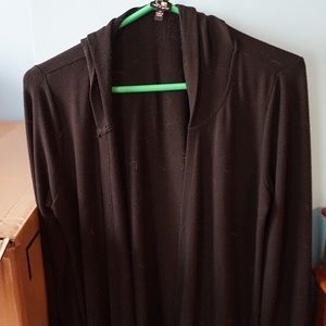 Long hooded cardigan